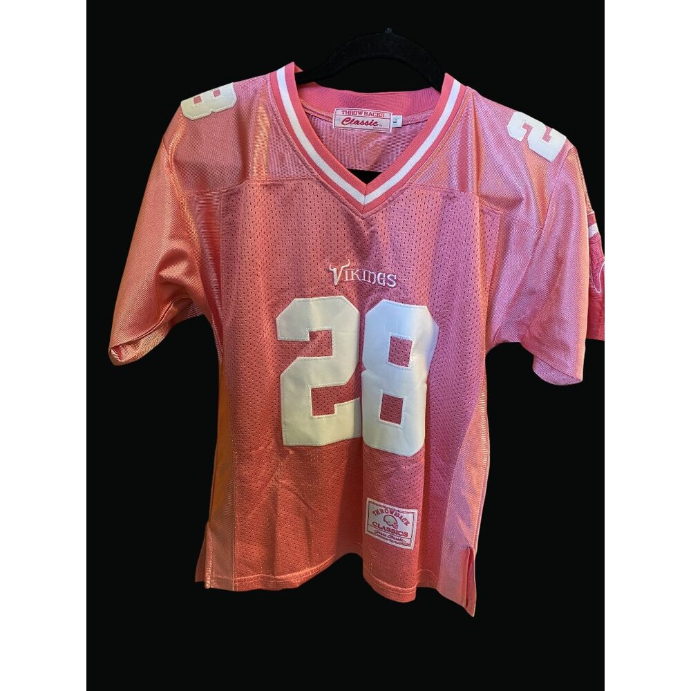 Adrian Peterson Vikings #28 Pink Throwbacks Classic Jersey Womens Size L IN01 K